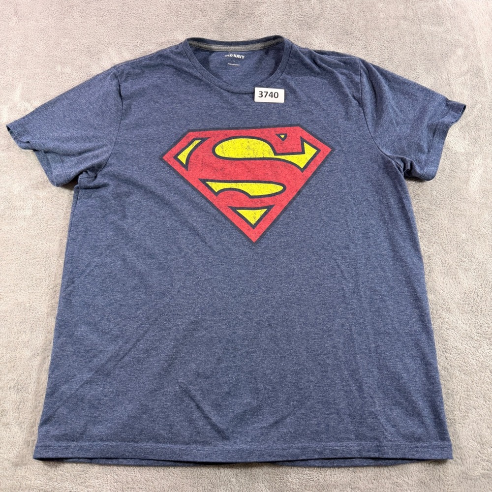 Old Navy T-Shirt Men Large Blue Superman Graphic Logo Short Sleeve Tee